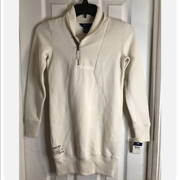 NEW Ralph Lauren Youth Girls Tunic Sweatshirt -IVORY- Dress Size Medium - Picture 1 of 9
